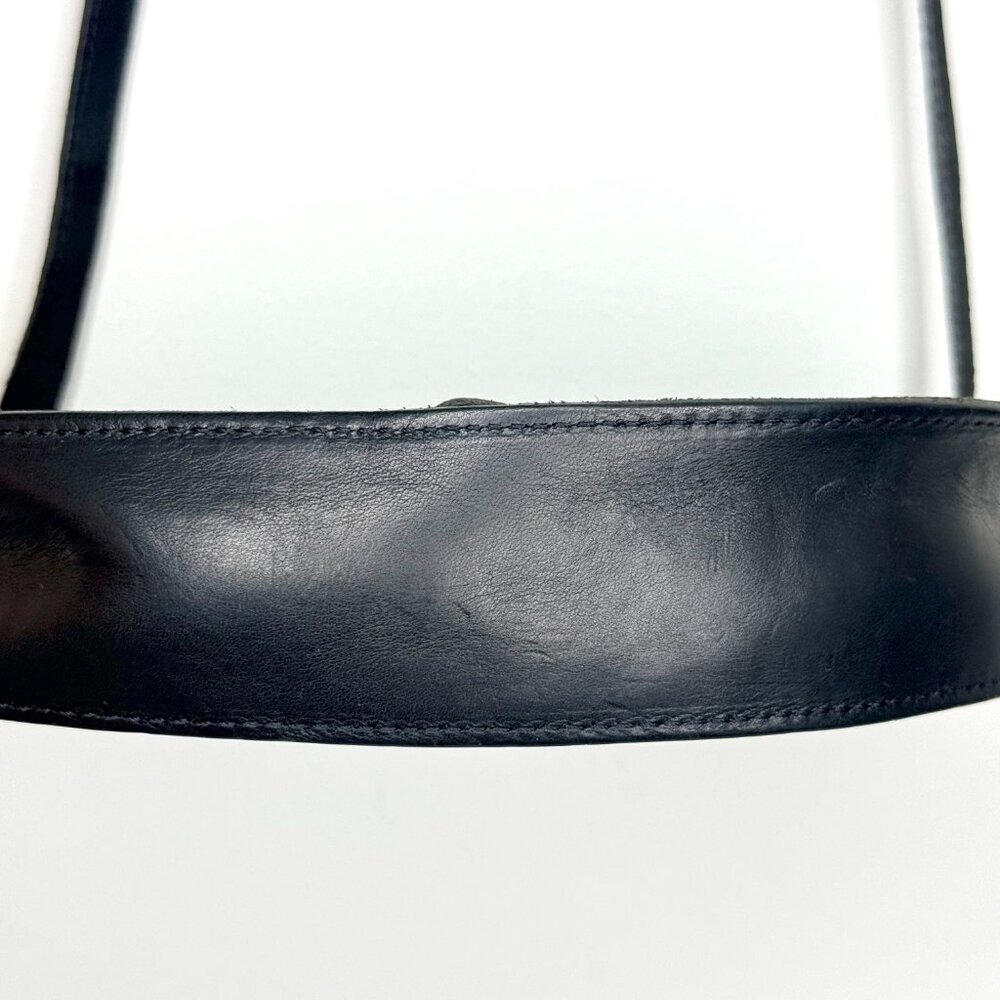 CLARE V Luce Leather Boho Saddle Half Moon Adjustable Crossbody Bag Black Gold - Picture 6 of 11